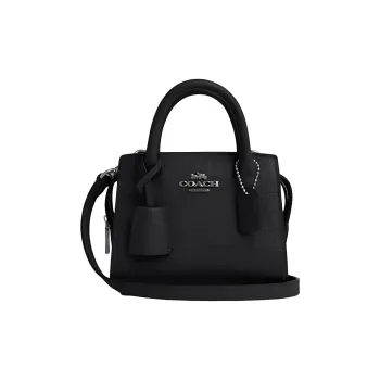 COACH Leather Shoulder Bag Crossbody Bag Handbag Mini Women's Silver & Black