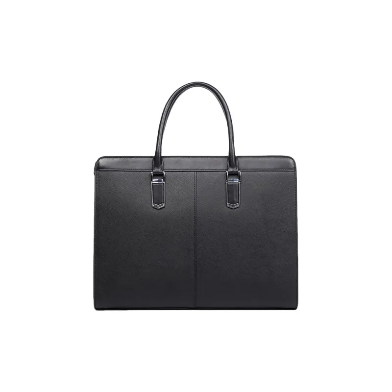 PULUWIRR Genuine Leather Cow Leather Bag Business Men's Handbag Shoulder Bag Regular Men's Black-1