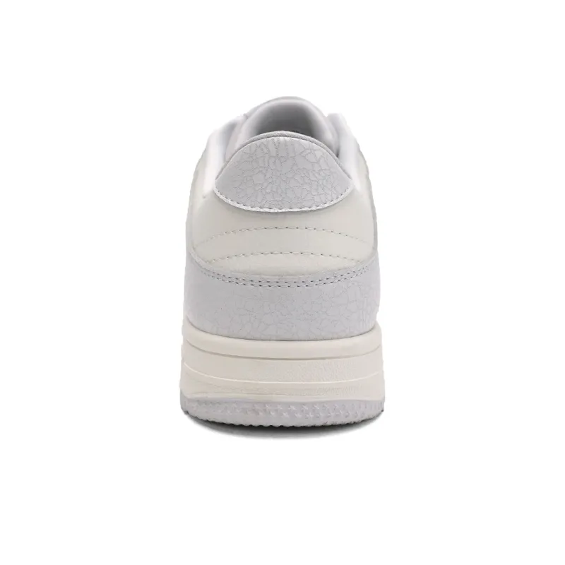 PEAK Slip Resistant Cushioning Wear Resistant Low Top Skateboard Shoes Men's Pale Gray Rice White-3