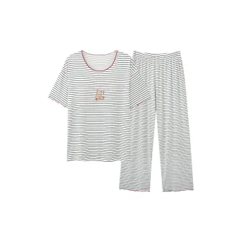 MIIOW Pajama Set Women's Black White Stripes
