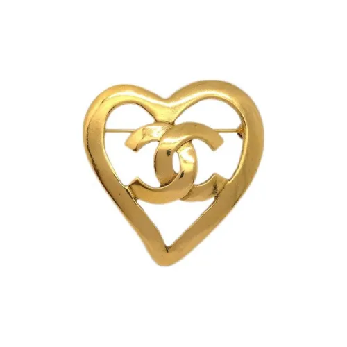 CHANEL Pre-Owned 1995 Plated CC Heart Brooch