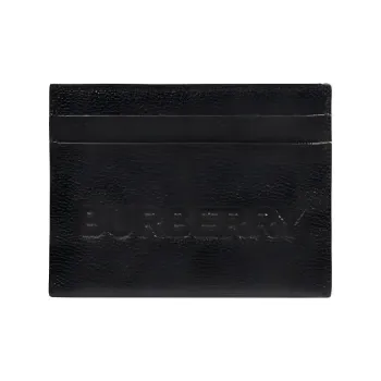 Burberry Grained Leather Card Clip Card Holder Wallets Women's Black