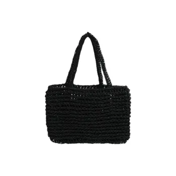 NOTHING WRITTEN Rayon Blended With Polyester And Acrylic Knitted Fabric Handbag Women's Black