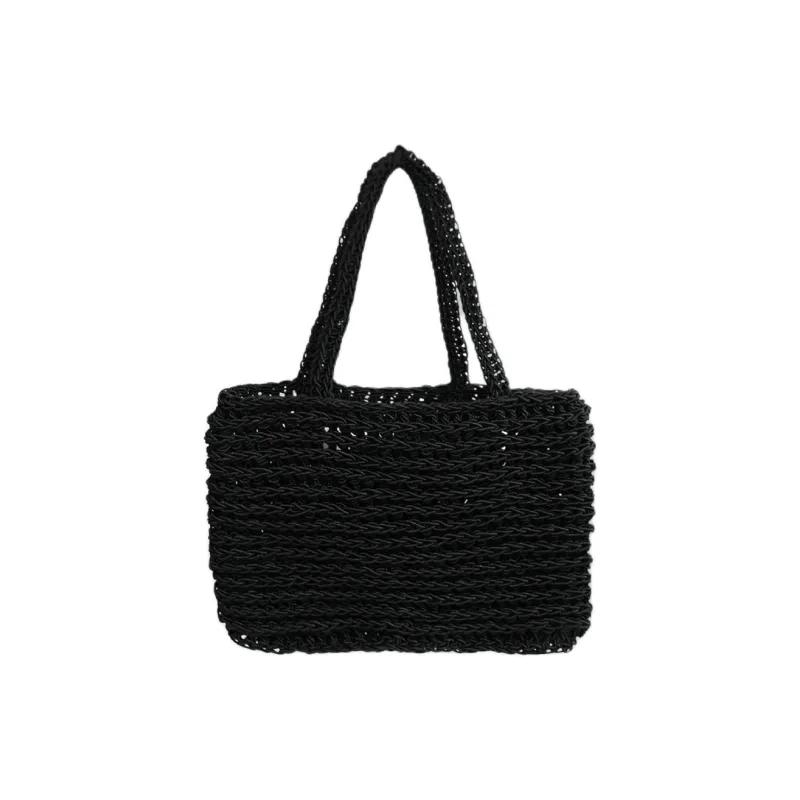 NOTHING WRITTEN Rayon Blended With Polyester And Acrylic Knitted Fabric Handbag Women's Black-0