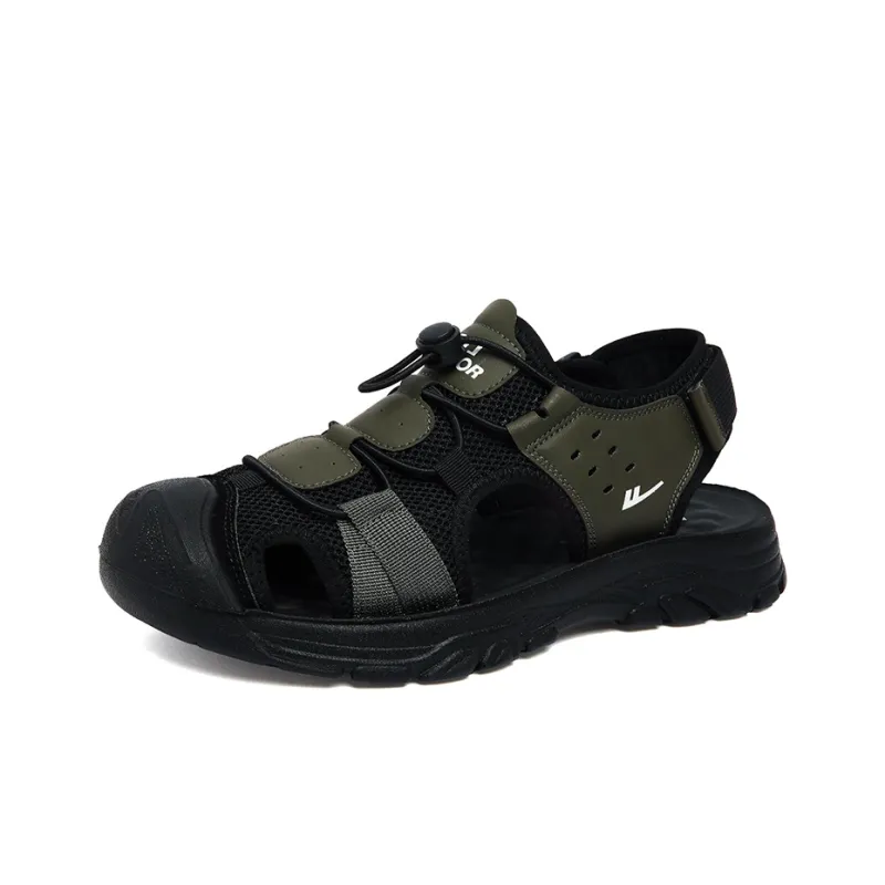 Warrior River Trekking Shoes Wear resistant, Lightweight, Breathable, And Non slip. Beach Sandals Men's Green Black-0