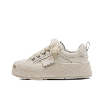 RENBEN Lightweight Support Height Increasing Low Top Skateboard Shoes Women's Beige
