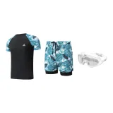 Three-Piece Set (Swimsuit+Swimming Shorts+White Large Frame Swim Goggles)