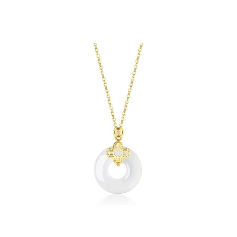 KADER Lucky Four-Leaf Clover Series Chalcedony Jade Necklaces Women's-0