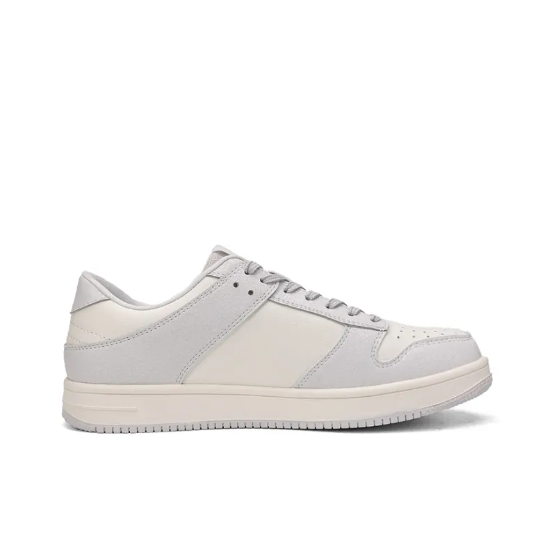 PEAK Slip Resistant Cushioning Wear Resistant Low Top Skateboard Shoes Men's Pale Gray Rice White-1