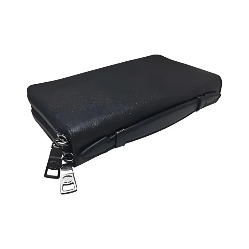 COACH Double Zip Wallet PVC With Leather Clutch Unisex Black-3