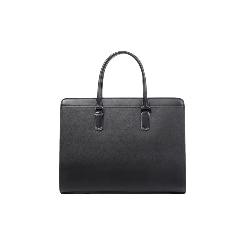 PULUWIRR Genuine Leather Cow Leather Bag Business Men's Handbag Shoulder Bag Regular Men's Black-2