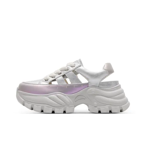 C°BANNER Chunky Sneakers Women's Low-Top Purple Silver