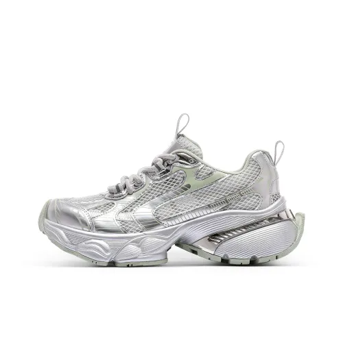 C°BANNER Chunky Sneakers Women's Low-Top Silver Green