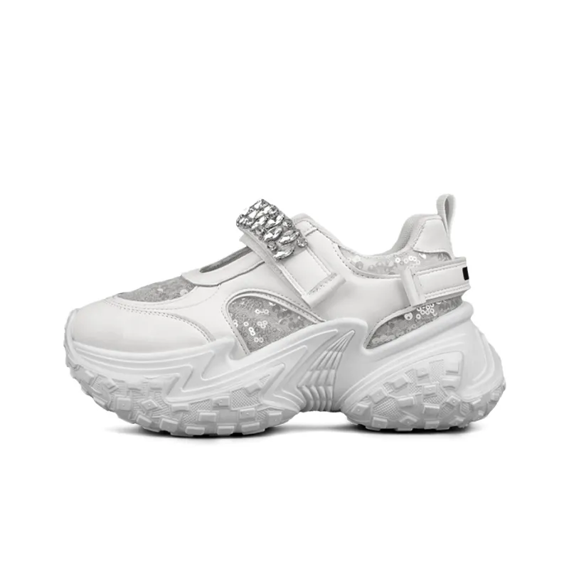 WENPU Height Increasing Lightweight Breathable Low Top Chunky Sneakers Women's-6