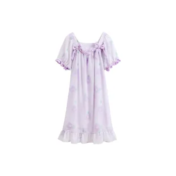 FENTENG Nightgown Women's Romantic Purple
