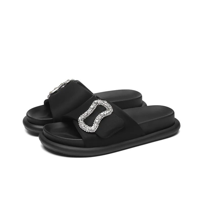 Golden Silk Rabbit Slide Slippers Women's-1