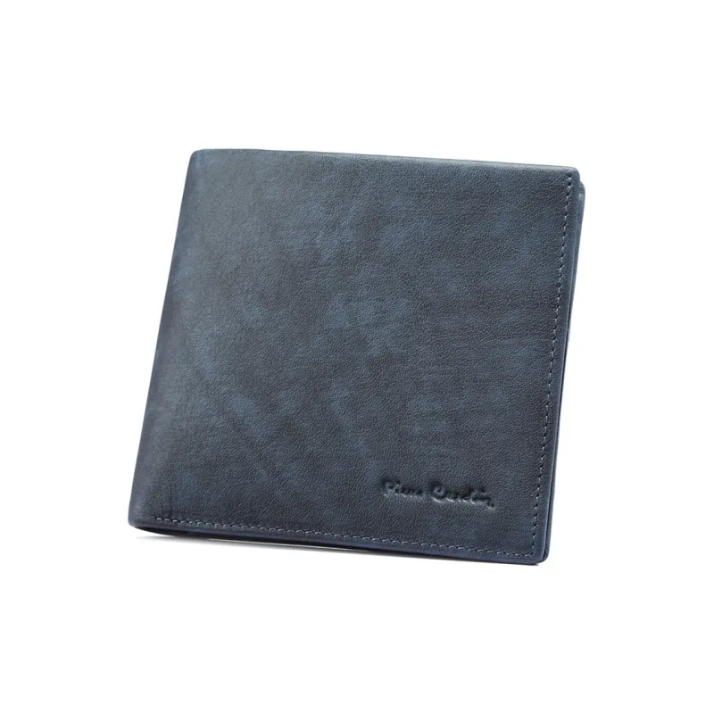 PIERRE CARDIN Top Grain Cow Leather Men's Wallet Fashion Business Regular Men's Gray Blue-1
