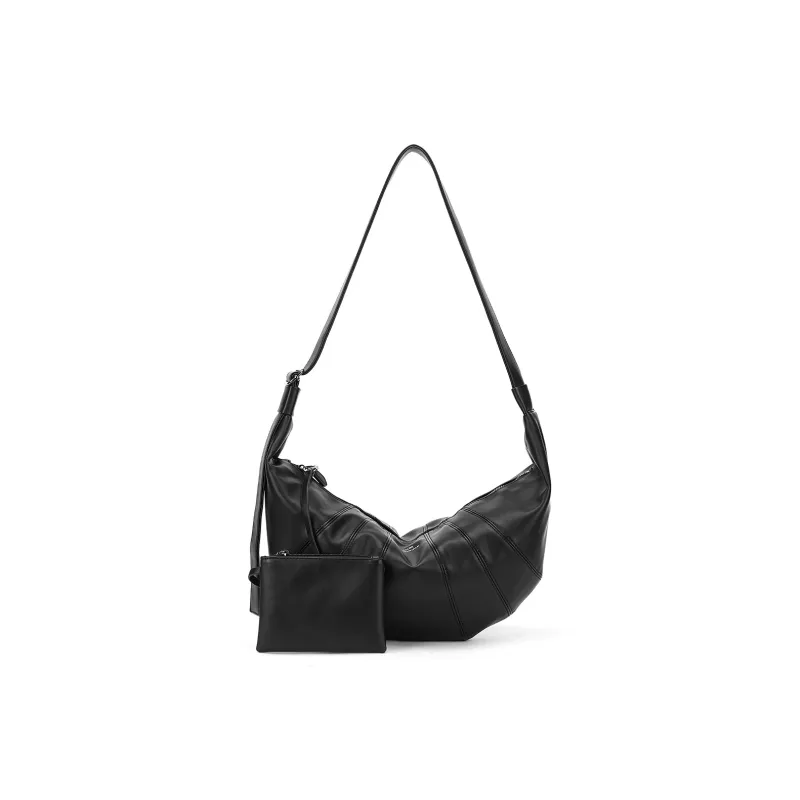 FAIRWHALE Synthetic Leather Dumpling Bag Crossbody Bag Regular Unisex Black-1