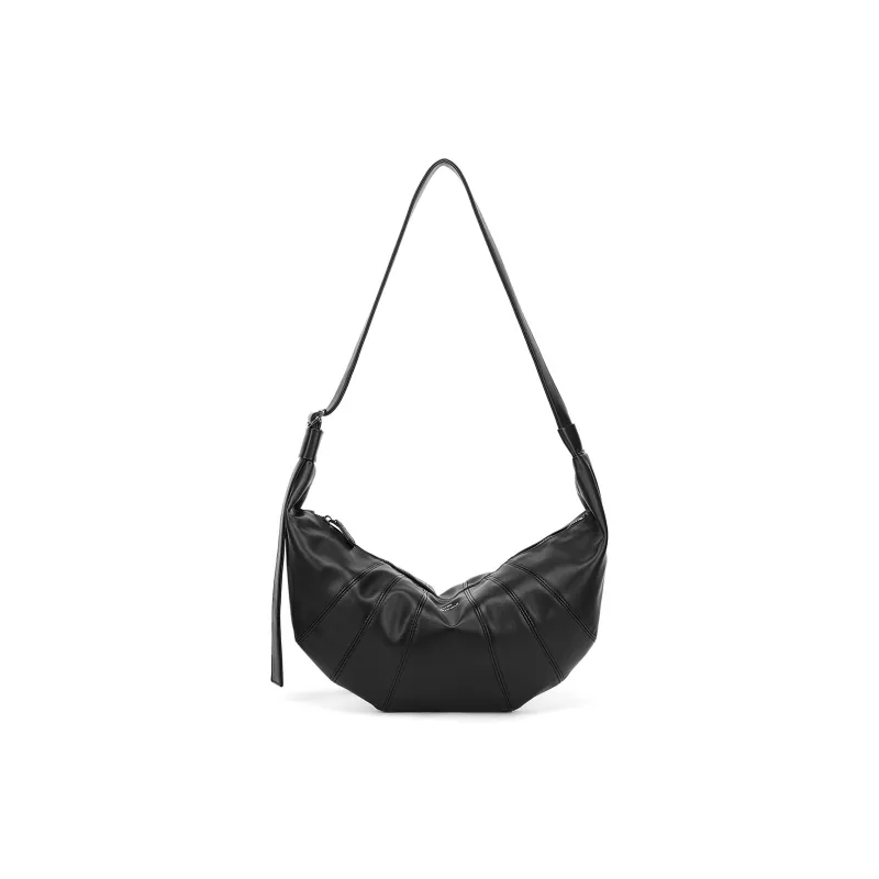 FAIRWHALE Synthetic Leather Dumpling Bag Crossbody Bag Regular Unisex Black-3