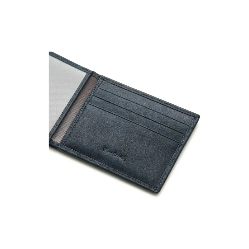 PIERRE CARDIN Cow Leather Business Men's Wallet Horizontal Money Clip Wallet Regular Men's Blue-3