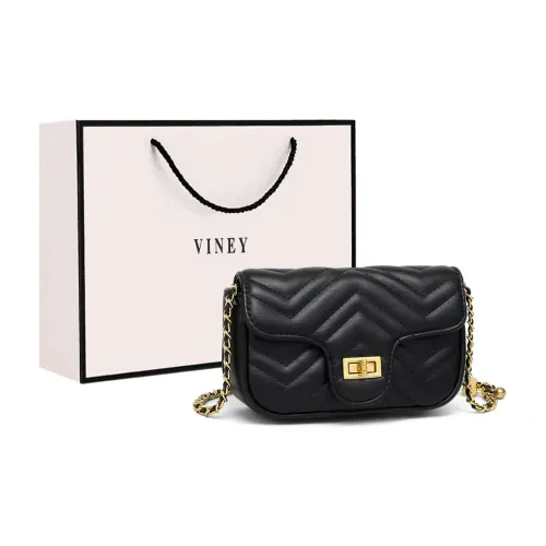 VINEY Cow Leather Crossbody Bag Shoulder Bag Small Square Bag Small Size Women's Black