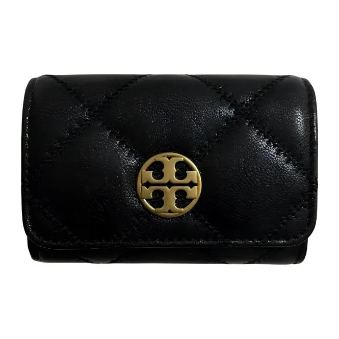 TORY BURCH Leather Card Holder Regular Unisex Black-1