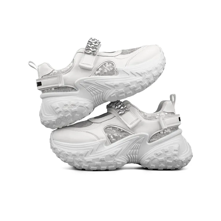 WENPU Height Increasing Lightweight Breathable Low Top Chunky Sneakers Women's-8