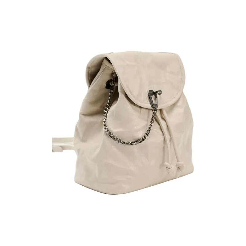 ZARA Polyurethane Backpack Medium Size Women's White-1