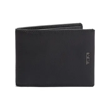 TUMI Textured Leather Wallet Men's Black