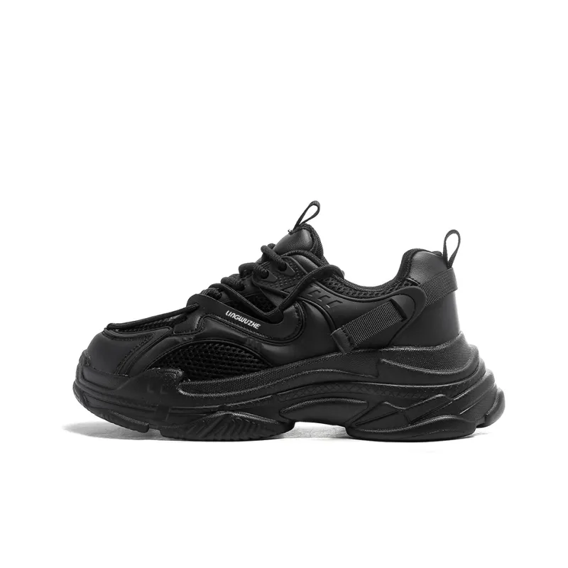 Lingwuzhe Abrasion Resistant Breathable Height Increasing Low Top Chunky Sneakers Unisex-0
