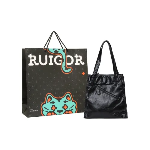 RUIGOR Cow Leather Tote Bag, Shopping Bag, Shoulder Bag, One Shoulder Bag Large Size Unisex Light Gray/Black