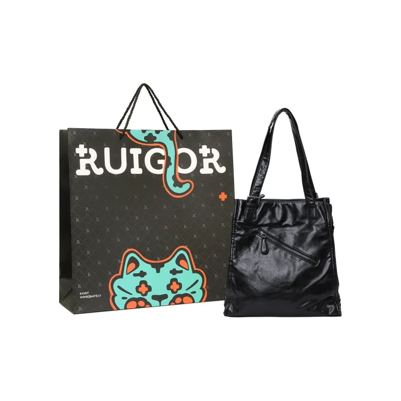 RUIGOR Cow Leather Tote Bag, Shopping Bag, Shoulder Bag, One Shoulder Bag Large Size Unisex Light Gray/Black-6