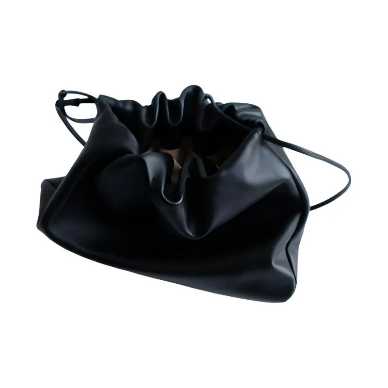 NOTHING WRITTEN Sheepskin Shoulder Bag Large Size Women's Black-2