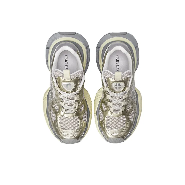 HART DAVIS X103 Series Wear Resistant Height Increasing Low Top Chunky Sneakers Unisex Champagne-3