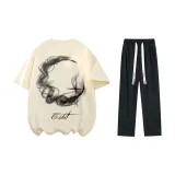 Set (Apricot Tops+Black 2657 Casual Pants)