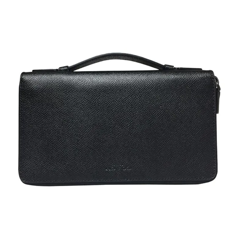 COACH Double Zip Wallet PVC With Leather Clutch Unisex Black-1