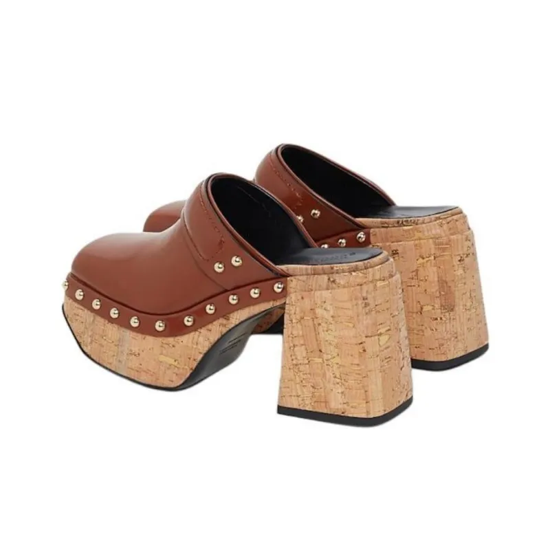 DOROTHEE SCHUMACHER Closed Toe Slippers 10cm Women's Red Brown-4