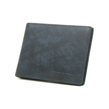 PIERRE CARDIN Cow Leather Business Men's Wallet Horizontal Money Clip Wallet Regular Men's Blue