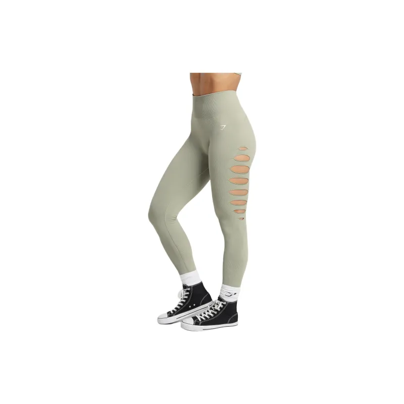 GYMSHARK Leggings Women's Pink Green Chalk-2