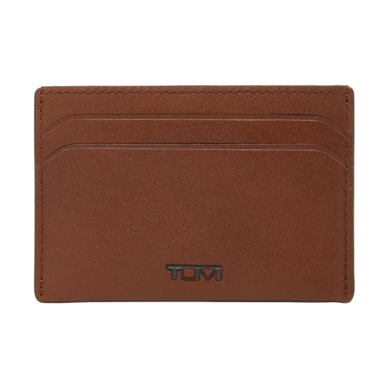 TUMI Leather Card Holder Men's Brandy Brown-0
