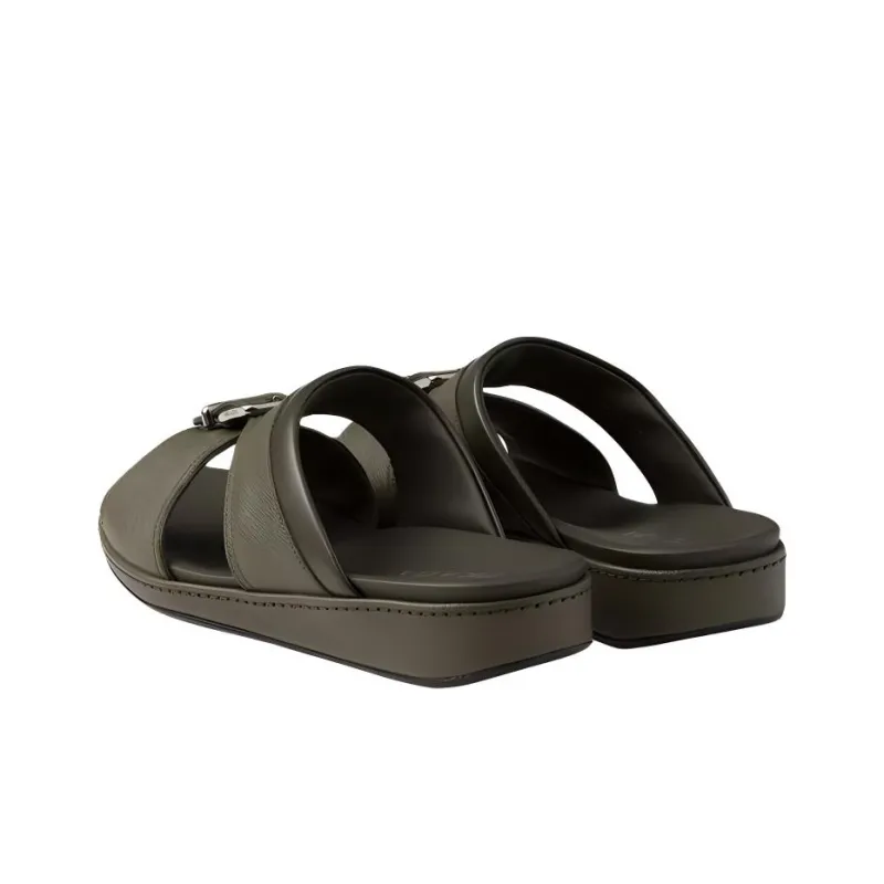 PRADA Saffiano Slide Slippers Men's Army Green-5