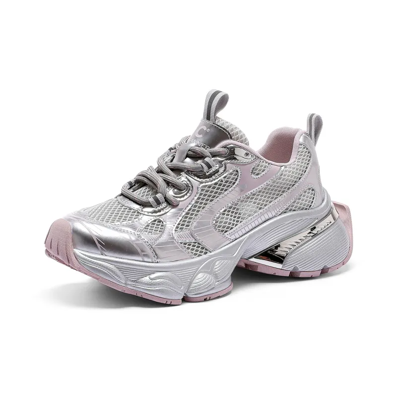 C°BANNER Cushioning, Slip Resistant, Abrasion Resistant, Height Increasing Low Top Chunky Sneakers Women's Pink-1