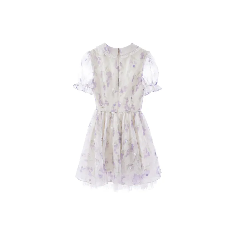 Blovelan Short Sleeved Dress Women's Blended Purple-1
