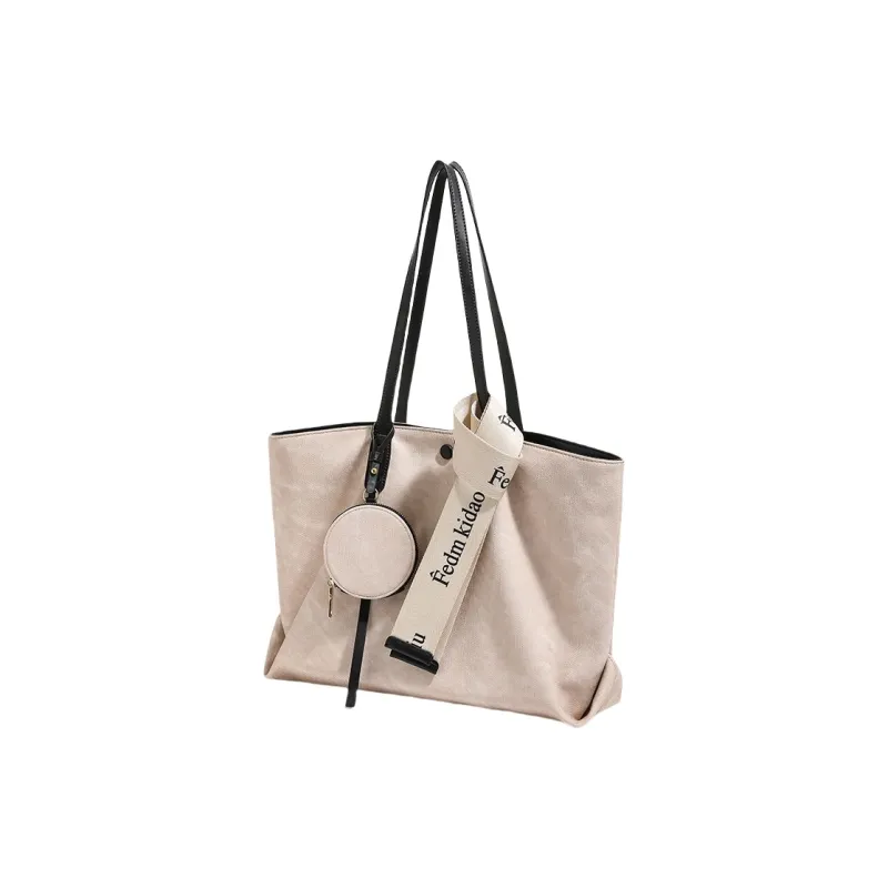 PESASRIE Microfiber Synthetic Leather Tote Bag Shopping Bag Shoulder Bags Regular Women's Green/Ecru-10
