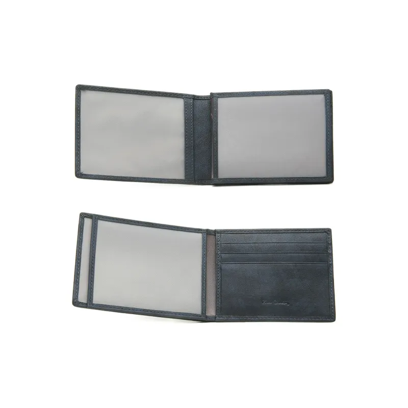 PIERRE CARDIN Cow Leather Business Men's Wallet Horizontal Money Clip Wallet Regular Men's Blue-2