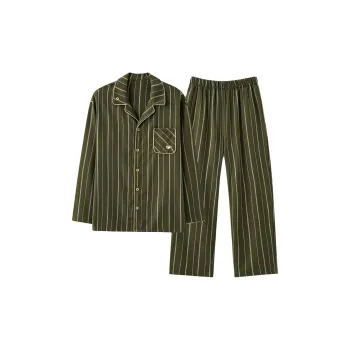 MIIOW Pajama Set Men's Dark Green Stripes