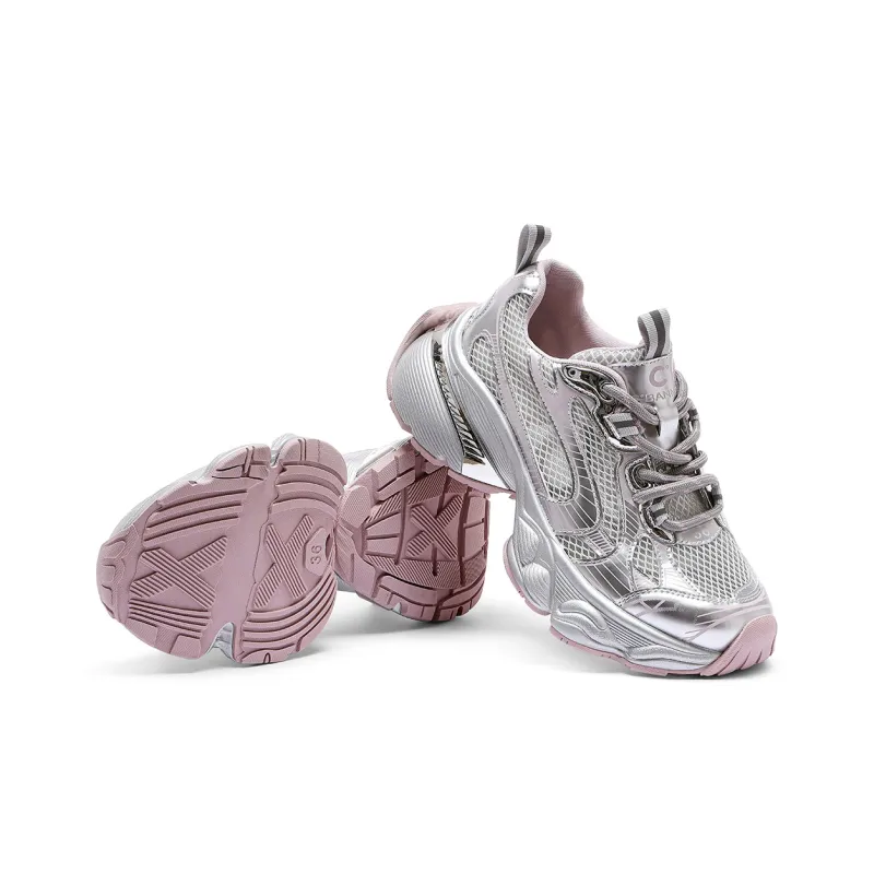 C°BANNER Cushioning, Slip Resistant, Abrasion Resistant, Height Increasing Low Top Chunky Sneakers Women's Pink-4