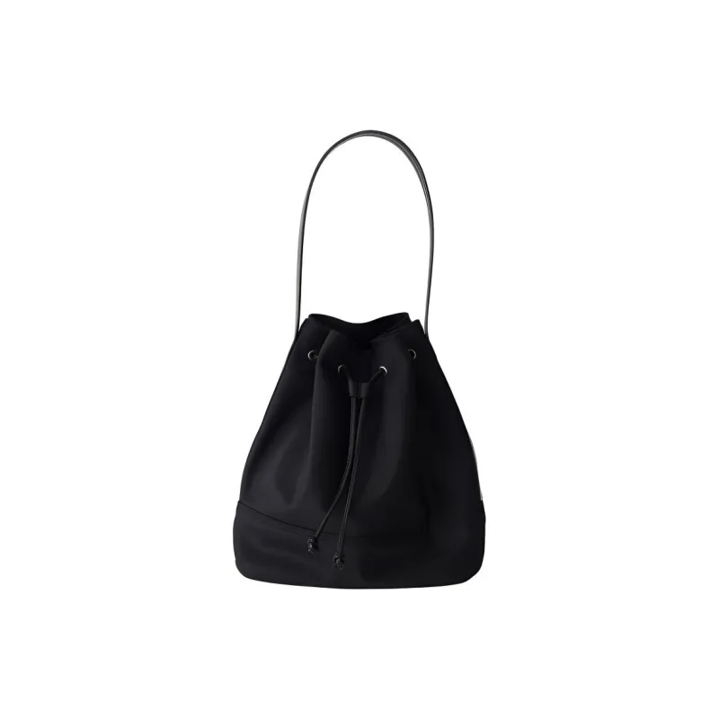 NOTHING WRITTEN Nylon Bucket Bag Handbag Shoulder Bag Women's Black-0