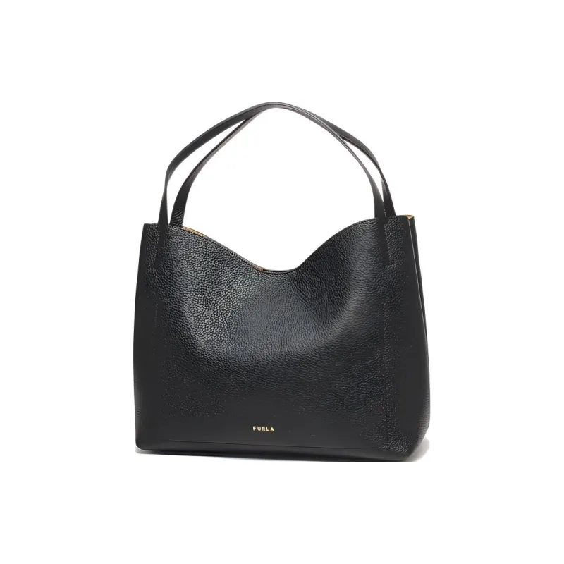 Furla Primula Leather Tote Bag, Shopping Bag, Handbag Large Size Women's Black-2