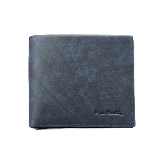 PIERRE CARDIN Top Grain Cow Leather Men's Wallet Fashion Business Regular Men's Gray Blue-0